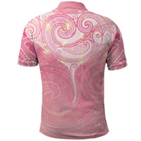 Breast Cancer Awareness Maori Aotearoa Polo Shirt Manta Ray - Pink Glaze LT7 - Polynesian Pride