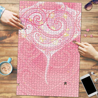 Breast Cancer Awareness Maori Aotearoa Puzzle Manta Ray - Pink Glaze - Polynesian Pride