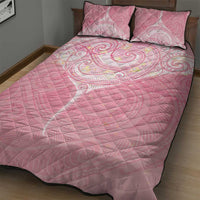 Breast Cancer Awareness Maori Aotearoa Quilt Bed Set Manta Ray - Pink Glaze - Polynesian Pride