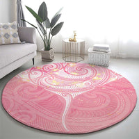 Breast Cancer Awareness Maori Aotearoa Round Carpet Manta Ray - Pink Glaze - Polynesian Pride
