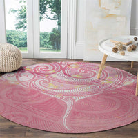 Breast Cancer Awareness Maori Aotearoa Round Carpet Manta Ray - Pink Glaze - Polynesian Pride