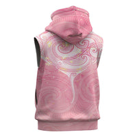 Breast Cancer Awareness Maori Aotearoa Sleeveless Hoodie Manta Ray - Pink Glaze - Polynesian Pride