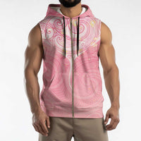Breast Cancer Awareness Maori Aotearoa Sleeveless Zip Hoodie Manta Ray - Pink Glaze LT7 - Polynesian Pride