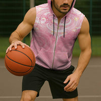 Breast Cancer Awareness Maori Aotearoa Sleeveless Zip Hoodie Manta Ray - Pink Glaze LT7 - Polynesian Pride