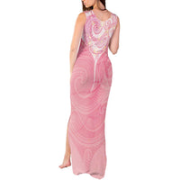 Breast Cancer Awareness Maori Aotearoa Tank Maxi Dress Manta Ray - Pink Glaze - Polynesian Pride