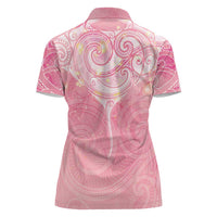 Breast Cancer Awareness Maori Aotearoa Women Polo Shirt Manta Ray - Pink Glaze - Polynesian Pride