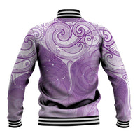 Epilepsy Awareness Maori Aotearoa Baseball Jacket Manta Ray - Purple Glaze - Polynesian Pride
