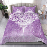 Epilepsy Awareness Maori Aotearoa Bedding Set Manta Ray - Purple Glaze - Polynesian Pride