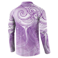 Epilepsy Awareness Maori Aotearoa Button Sweatshirt Manta Ray - Purple Glaze - Polynesian Pride