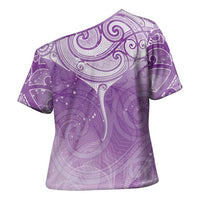 Epilepsy Awareness Maori Aotearoa Cross Shoulder Shirt Manta Ray - Purple Glaze LT7 - Polynesian Pride