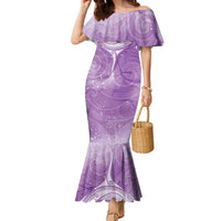 Epilepsy Awareness Maori Aotearoa Family Matching Mermaid Dress and Hawaiian Shirt Manta Ray - Purple Glaze - Polynesian Pride