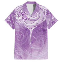 Epilepsy Awareness Maori Aotearoa Family Matching Off Shoulder Maxi Dress and Hawaiian Shirt Manta Ray - Purple Glaze - Polynesian Pride