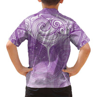 Epilepsy Awareness Maori Aotearoa Family Matching Puletasi and Hawaiian Shirt Manta Ray - Purple Glaze - Polynesian Pride