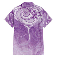 Epilepsy Awareness Maori Aotearoa Family Matching Puletasi and Hawaiian Shirt Manta Ray - Purple Glaze - Polynesian Pride