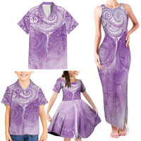 Epilepsy Awareness Maori Aotearoa Family Matching Tank Maxi Dress and Hawaiian Shirt Manta Ray - Purple Glaze - Polynesian Pride
