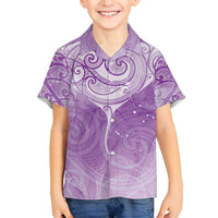 Epilepsy Awareness Maori Aotearoa Family Matching Tank Maxi Dress and Hawaiian Shirt Manta Ray - Purple Glaze - Polynesian Pride