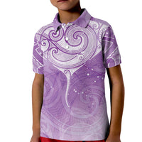 Epilepsy Awareness Maori Aotearoa Kid Polo Shirt Manta Ray - Purple Glaze LT7 Kid Purple - Polynesian Pride