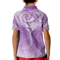 Epilepsy Awareness Maori Aotearoa Kid Polo Shirt Manta Ray - Purple Glaze LT7 - Polynesian Pride