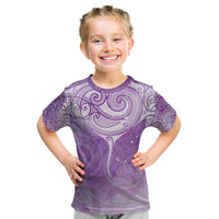 Epilepsy Awareness Maori Aotearoa Kid T Shirt Manta Ray - Purple Glaze - Polynesian Pride