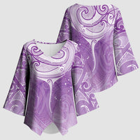 Epilepsy Awareness Maori Aotearoa Kimono Sleeve Blouse Manta Ray - Purple Glaze - Polynesian Pride