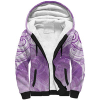 Epilepsy Awareness Maori Aotearoa Sherpa Hoodie Manta Ray - Purple Glaze - Polynesian Pride