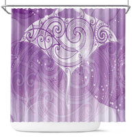 Epilepsy Awareness Maori Aotearoa Shower Curtain Manta Ray - Purple Glaze - Polynesian Pride