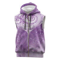 Epilepsy Awareness Maori Aotearoa Sleeveless Zip Hoodie Manta Ray - Purple Glaze LT7 Purple - Polynesian Pride
