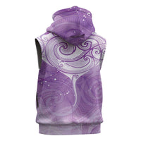 Epilepsy Awareness Maori Aotearoa Sleeveless Zip Hoodie Manta Ray - Purple Glaze LT7 - Polynesian Pride