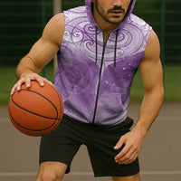 Epilepsy Awareness Maori Aotearoa Sleeveless Zip Hoodie Manta Ray - Purple Glaze LT7 - Polynesian Pride