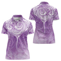 Epilepsy Awareness Maori Aotearoa Women Polo Shirt Manta Ray - Purple Glaze LT7 - Polynesian Pride