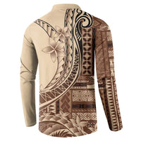 Samoa Siapo Mamanu Button Sweatshirt Plumeria Mocha Motifs LT7 - Polynesian Pride