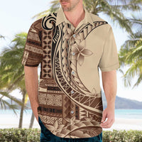 Samoa Siapo Mamanu Hawaiian Shirt Plumeria Mocha Motifs