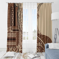 Samoa Siapo Mamanu Window Curtain Plumeria Mocha Motifs LT7 - Polynesian Pride