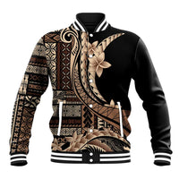 Samoa Siapo Mamanu Baseball Jacket Plumeria Black Motifs LT7 Unisex Black - Polynesian Pride