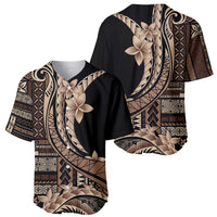 Samoa Siapo Mamanu Baseball Jersey Plumeria Black Motifs LT7 - Polynesian Pride