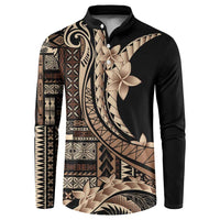 Samoa Siapo Mamanu Button Sweatshirt Plumeria Black Motifs LT7 Black - Polynesian Pride
