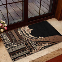 Samoa Siapo Mamanu Rubber Doormat Plumeria Black Motifs LT7 - Polynesian Pride