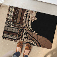 Samoa Siapo Mamanu Rubber Doormat Plumeria Black Motifs LT7 - Polynesian Pride