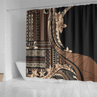 Samoa Siapo Mamanu Shower Curtain Plumeria Black Motifs