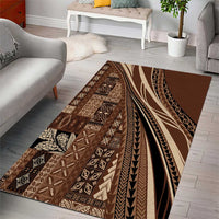 Pasifika Women's Day - Samoa Siapo Malu Tattoo Inspired Area Rug Brown