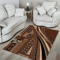 Pasifika Women's Day - Samoa Siapo Malu Tattoo Inspired Area Rug Brown