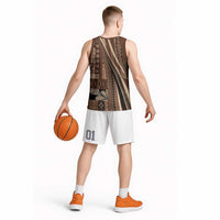 Pasifika Women's Day - Samoa Siapo Malu Tattoo Inspired Basketball Jersey Brown LT7 - Polynesian Pride