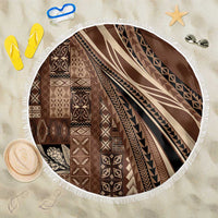 Pasifika Women's Day - Samoa Siapo Malu Tattoo Inspired Beach Blanket Brown LT7 One Size 150cm Brown - Polynesian Pride