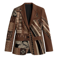 Pasifika Women's Day - Samoa Siapo Malu Tattoo Inspired Blazer Brown LT7 Unisex Brown - Polynesian Pride