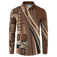 Pasifika Women's Day - Samoa Siapo Malu Tattoo Inspired Button Sweatshirt Brown LT7 Brown - Polynesian Pride