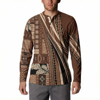 Pasifika Women's Day - Samoa Siapo Malu Tattoo Inspired Button Sweatshirt Brown LT7 - Polynesian Pride