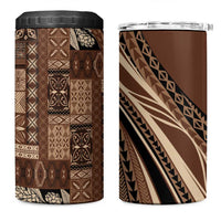 Pasifika Women's Day - Samoa Siapo Malu Tattoo Inspired 4 in 1 Can Cooler Tumbler Brown LT7 One Size: 16 oz Brown - Polynesian Pride