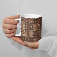 Pasifika Women's Day - Samoa Siapo Malu Tattoo Inspired Ceramic Mug Brown LT7 - Polynesian Pride