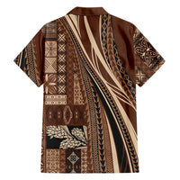 Pasifika Women's Day - Samoa Siapo Malu Tattoo Inspired Family Matching Long Sleeve Bodycon Dress and Hawaiian Shirt Brown