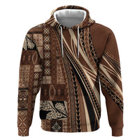 Pasifika Women's Day - Samoa Siapo Malu Tattoo Inspired Hoodie Brown LT7 Pullover Hoodie Brown - Polynesian Pride